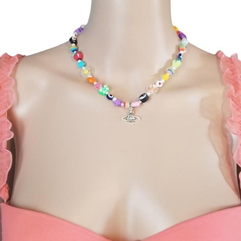 Handcrafted Kidcore Beaded Necklace